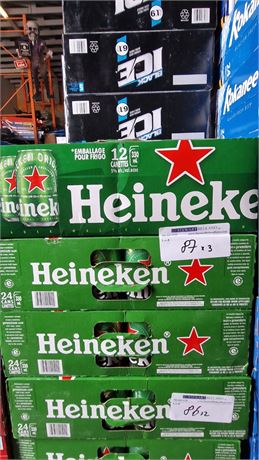 Lot 87 - HEINEKEN LAGER 24 PACK (2), HEINEKEN LAGER 12 PK CAN (1)