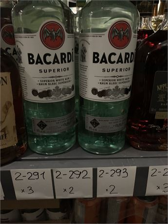 Lot  2-292  BACARDI SUPERIOR RUM (PET) 1.14L (2)