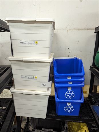 Lot 42 - SET:  Storage Box,  Garbage Bins