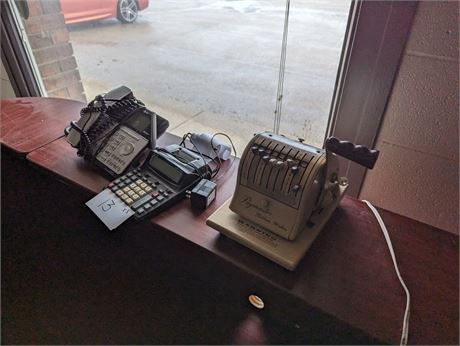 Lot 13 -  Corded Phone, Staples Printing Calculator, Paymaster Ribbon Writer