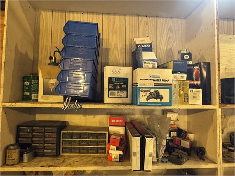 Lot 665 - misc parts and bin organizers