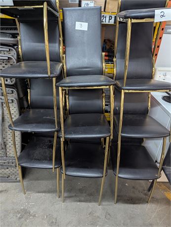 Lot 3 - Leather seat chairs with gold colored legs
