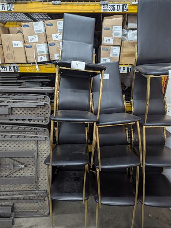 Lot 4 -Leather seat chairs with gold colored legs