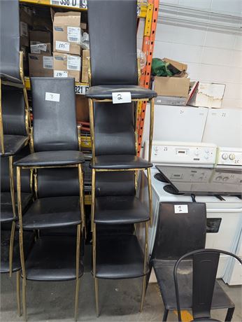 Lot 2 - Leather seat chairs with gold colored legs