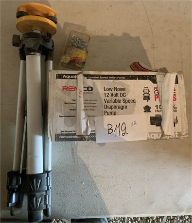 Lot 112 - RV Water pump and Laser Level Tripod