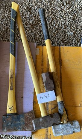 Lot 82 - (1) Axe, (2) Sledge Hammers and (1) Sledge Hammer head