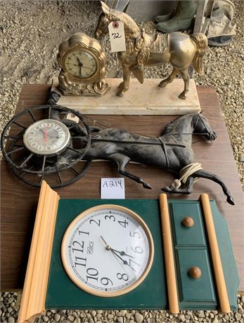 Lot 214 - (3) Vintage Horse Clocks