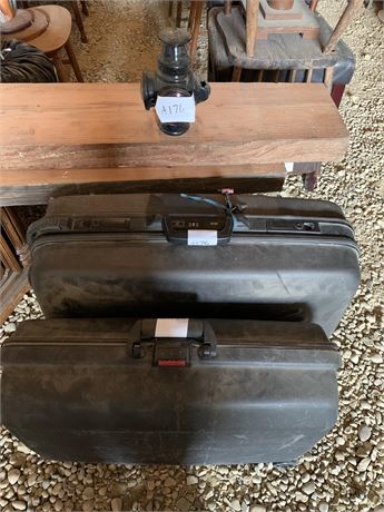 Lot 176 - Oil Lantern Lamp Buggy and Suit Cases
