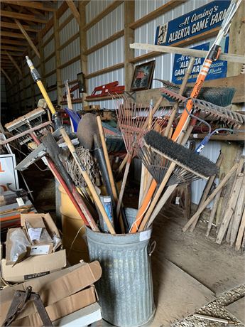 Lot 126 -Brooms, Rakes and Shovels