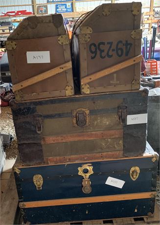 Lot 137 - Chests and Crates with Doctor Bag's and Suit Case