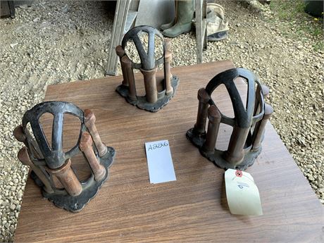Lot 226 - (3) Wood and Cast Iron Wall-Mountable Saddle Racks