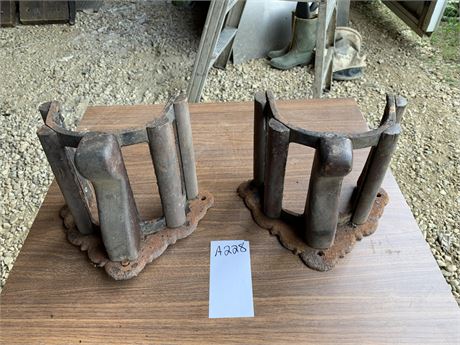 Lot 228 - (2) Wood and Cast Iron Wall-Mountable Saddle Racks