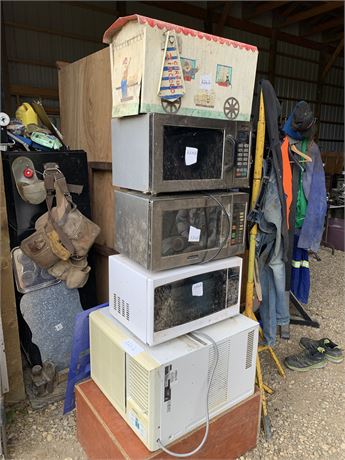 Lot 262 - (5) Microwaves, Window Air Conditioner, Vintage Mail Box