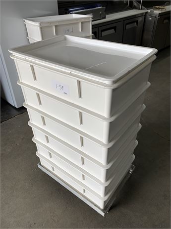 Lot 1-39 - Plastic Proofing Bins, Cart, Lid
