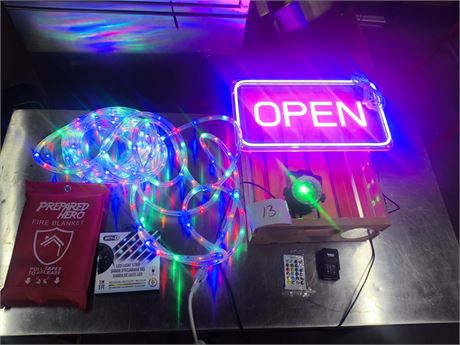 Lot 13 - LED Strips and Sign