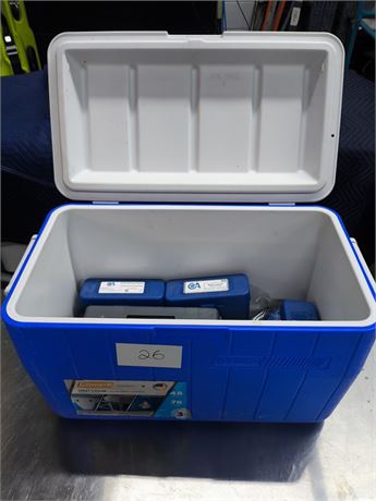 Lot 26 - Various Test Kits and Coleman Cooler