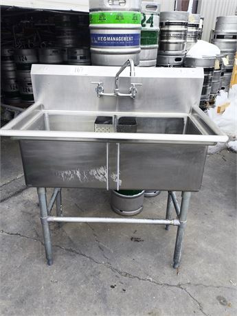 Lot 167 - Stainless Steel Two-Compartment Utility Sink
