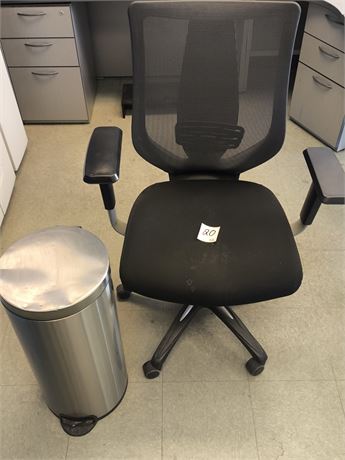 Lot 20 - Office Chair and Garbage Can