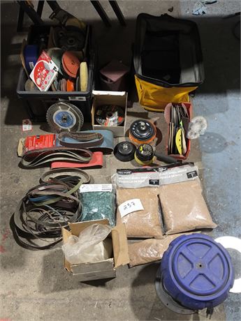 Lot 237 - 5 lb Metal Vibratory Tumbler and Various Abrasive Materials