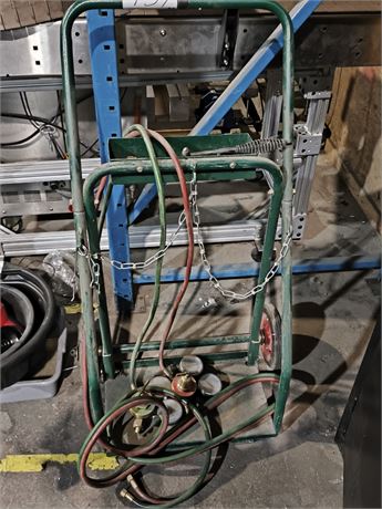 Lot 137 - Oxy Acedalene Lines and Gauges and Cart