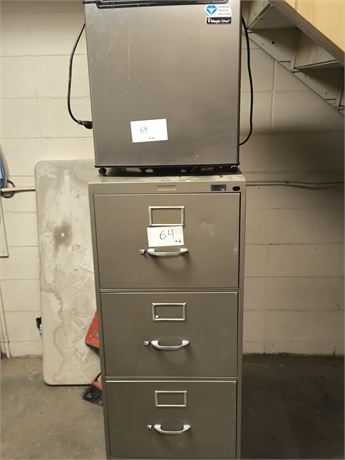 Lot 64 - Filling Cabinet and Mini Fridge