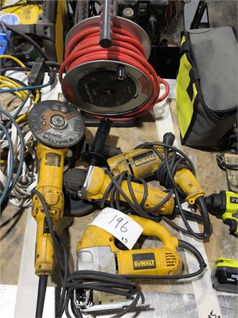 Lot 196 - DeWalt Tools and Cord Reel