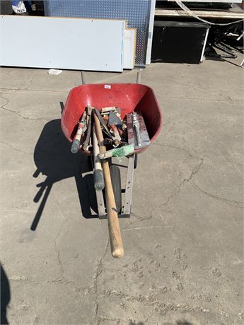 Lot 132 - Wheelbarrow and Concrete Finishing Tools