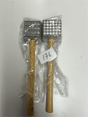 Lot 176 - Two-Sided Meat Tenderizers with Wooden Handles