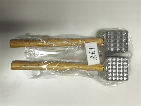 Lot 178 - Two-Sided Meat Tenderizers with Wooden Handles