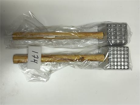 Lot 174 - Two-Sided Meat Tenderizers with Wooden Handles