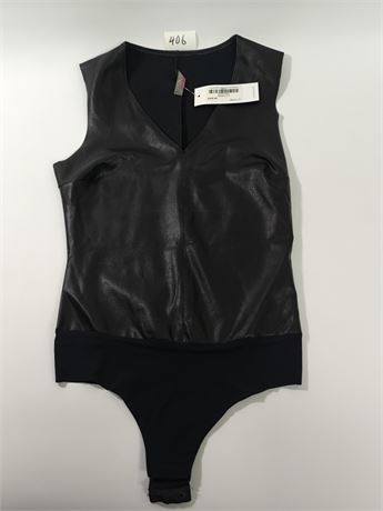 Lot 406 - Commando Faux Leather Deep V-Neck Bodysuit