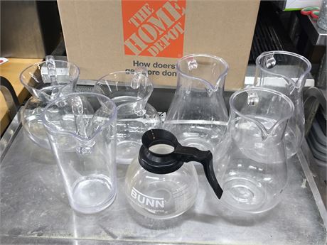 Lot 2-18-Glass Pitchers, Coffee Pot