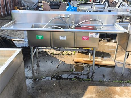 Lot 2-26-Stainless Steel Triple Sink