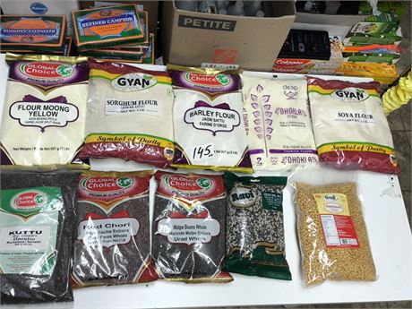 Lot 145 - various flours , grains&pulses,seeds