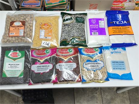 Lot 136 -  various flours , grains&pulses
