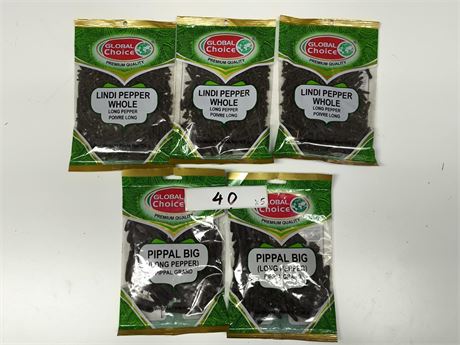 Lot 40 - global choice lindi pepper whole , global choice pippal big long pepper