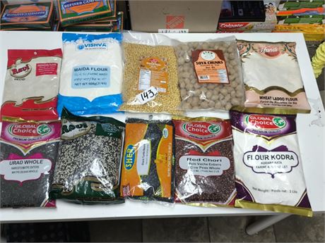 Lot 143 - various flours , grains&pulses,seeds