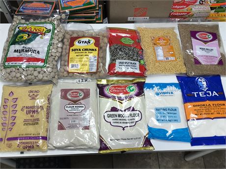 Lot 128-  various flours , grains&pulses
