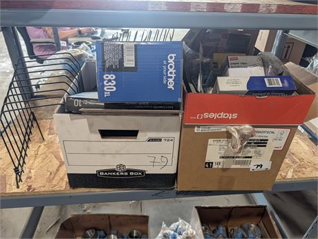 Lot 79 - Various Office Supplies including printer ink, markers, plastic utensil