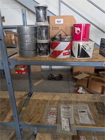 Lot 50 - Safety Tapes, Tie Wire, Duct Tape, Various Labels