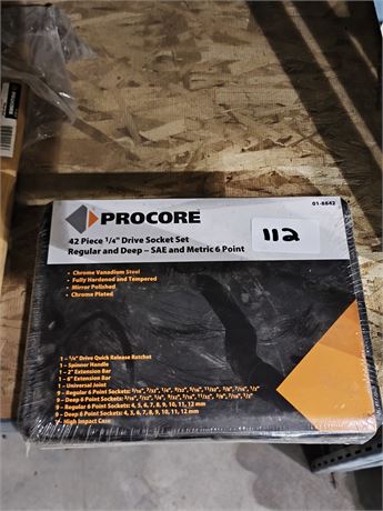 Lot 112 - Procore 42 piece 1/4" socket set