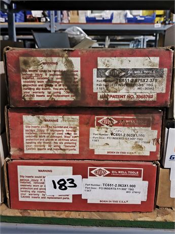 Lot 183 - FCI inserts, F/1.900"