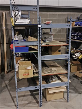 Lot 194 - Grey Storage Racking 6 ends 26 arms & plywood shelves