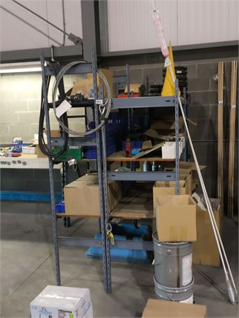Lot 195 - Grey Storage Racking 6 ends 24 arms & plywood shelves