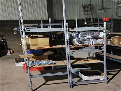 Lot 149 - Grey Storage Racking 10 ends 24 arms & plywood shelves