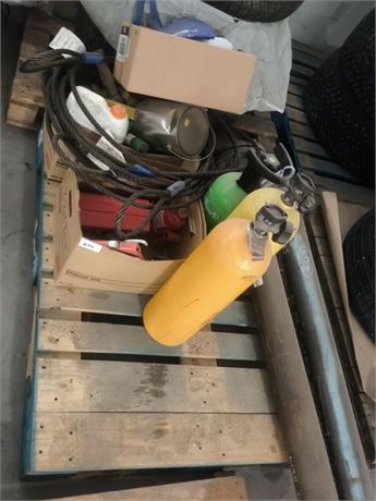 Lot 246 - Metal Pipe Sections, Wire Rope Slings, Industrial Aluminum Cylinders