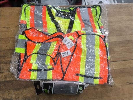 Lot 357 -  Safety vests, safety goggles