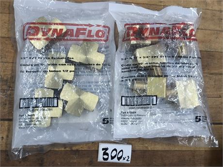 Lot 300 - Dynaflo 1/2" fpt brass femaile tee