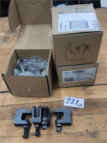 Lot 221 - Regiment 3/8-16" plain finish small 3/4 throat top beam clamp