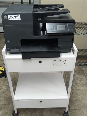 Lot 2-145 - HP OfficeJet Pro 8610 All-in-One Printer and Cart
